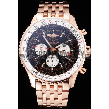 Swiss Breitling Navitimer Black Dial Rose Gold Case And Bracelet