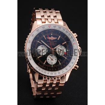 Swiss Breitling Navitimer Black Dial Rose Gold Case And Bracelet