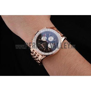 Swiss Breitling Navitimer Black Dial Rose Gold Case And Bracelet