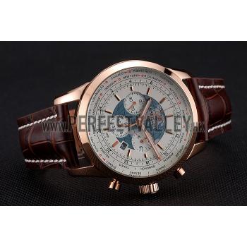 Cheap Breitling Chronomat Blue Dial Stainless Steel Case Gold Bezel Blue Leather Strap