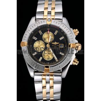 Breitling Chronomat Black Dial Stainless Steel And Gold Bracelet  622429