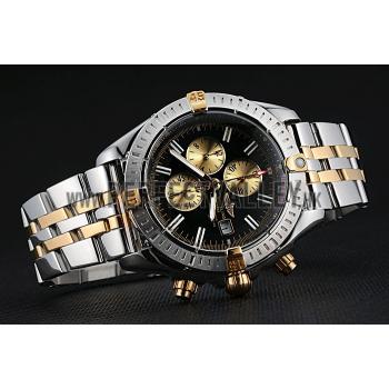 Breitling Chronomat Black Dial Stainless Steel And Gold Bracelet  622429