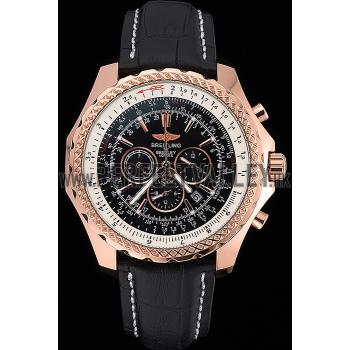 Cheap Breitling Bentley Motors Speed Gold Case Black Dial Black Leather Bracelet 622232