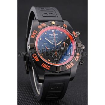 Cheap Swiss Breitling Chronomat 44 Raven Black And Orange Dial Black Case Black Rubber Strap