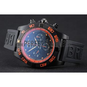 Cheap Swiss Breitling Chronomat 44 Raven Black And Orange Dial Black Case Black Rubber Strap