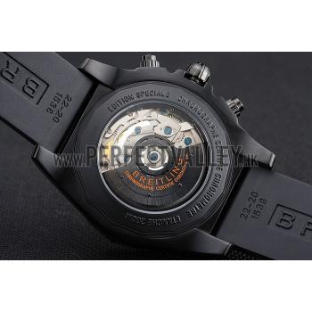 Cheap Swiss Breitling Chronomat 44 Raven Black And Orange Dial Black Case Black Rubber Strap