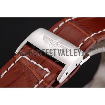 Cheap Breitling Transocean Beige Dial Brown Leather Strap Polished Stainless Steel Bezel