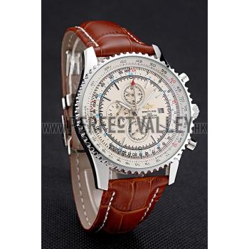 Breitling Navitimer World White Dial Brown Leather Bracelet  622514