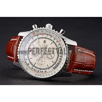 Breitling Navitimer World White Dial Brown Leather Bracelet  622514