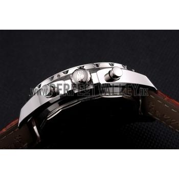 Replica Breitling Bentley Motors T Stainless Steel Case White Dial Brown Leather Bracelet 622234