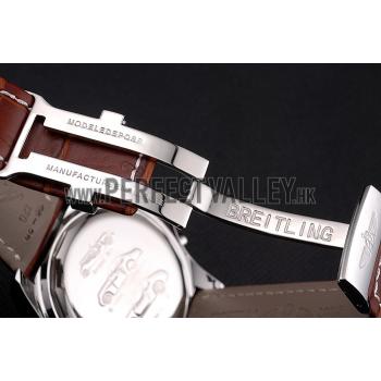 Replica Breitling Bentley Motors T Stainless Steel Case White Dial Brown Leather Bracelet 622234