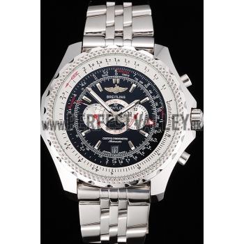 Cheap Breitling Bentley Chronograph Black Dial Stainless Steel Strap 98192