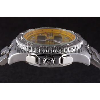 Breitling Certifie Yellow Dial Stainless Steel Strap Rose Gold Bezel Replica