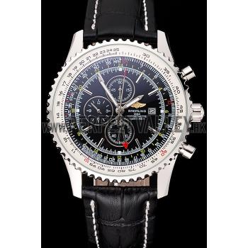 Breitling Navitimer World Black Dial Black Leather Bracelet  622513