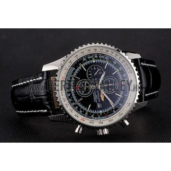 Breitling Navitimer World Black Dial Black Leather Bracelet  622513