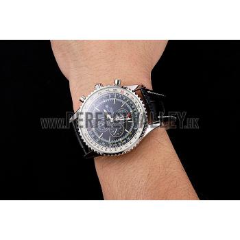 Breitling Navitimer World Black Dial Black Leather Bracelet  622513