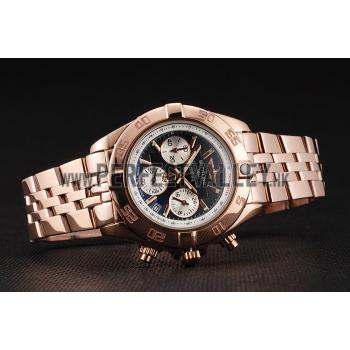 Breitling Chronomat Quartz Dark Blue Dial Rose Gold Case And Bracelet