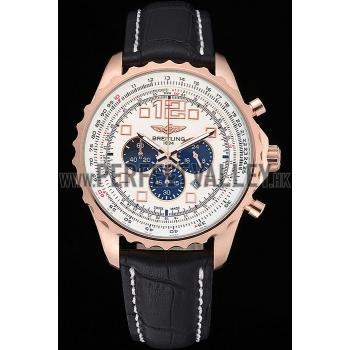 Breitling Navitimer Rosegold Bezek Leather Strap White Dial