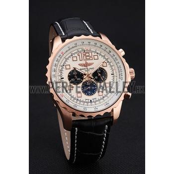 Breitling Navitimer Rosegold Bezek Leather Strap White Dial