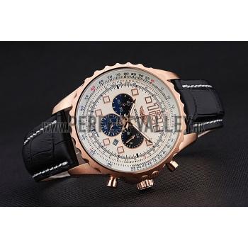 Breitling Navitimer Rosegold Bezek Leather Strap White Dial