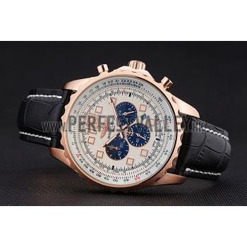 Breitling Navitimer Rosegold Bezek Leather Strap White Dial