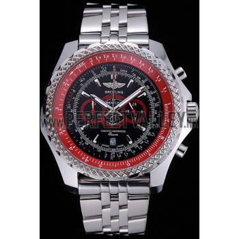 Replica Breilting Bentley Supersports Black And Red Dial Stainless Steel Bracelet  622521