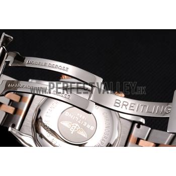 Breitling Chronomat 44 Black Dial with White Subdials 2 Tone Stainless Steel Bracelet  622509