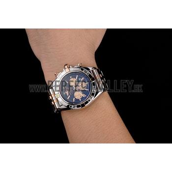 Breitling Chronomat 44 Black Dial with White Subdials 2 Tone Stainless Steel Bracelet  622509