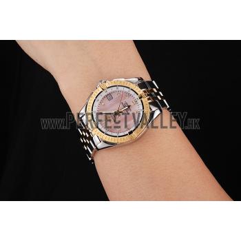 Breitling Colt Lady Pink Dial Diamond Hour Marks Gold Bezel Stainless Steel Case Two Tone Bracelet