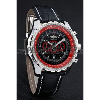 Breilting Bentley Supersports Black And Red Dial Black Leather Bracelet  622430