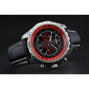 Breilting Bentley Supersports Black And Red Dial Black Leather Bracelet  622430