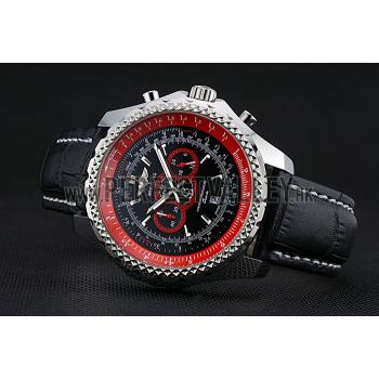 Breilting Bentley Supersports Black And Red Dial Black Leather Bracelet  622430