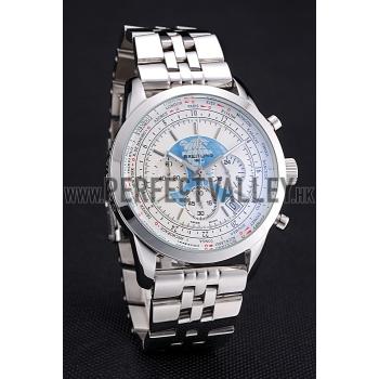 Breitling Transocean Chronograph Unitime White Dial Stainless Steel Case And Bracelet 622226 Replica