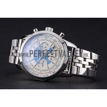 Breitling Transocean Chronograph Unitime White Dial Stainless Steel Case And Bracelet 622226 Replica