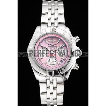 Breitling Chronomat Quartz Pink Dial Stainless Steel Case And Bracelet