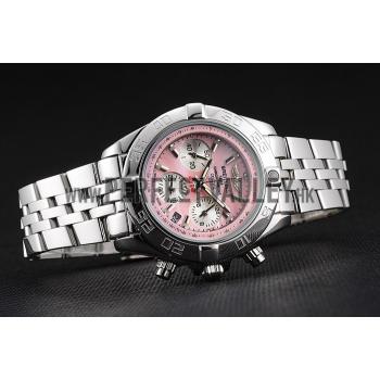 Breitling Chronomat Quartz Pink Dial Stainless Steel Case And Bracelet