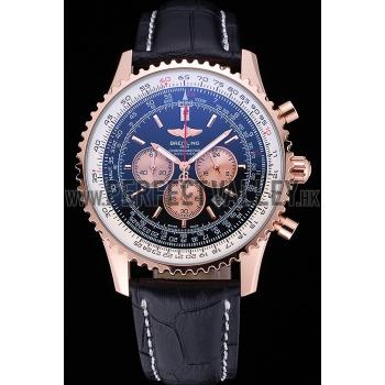 Breitling Navitimer 01 Black Dial Rose Gold Case Black Leather Bracelet  622503