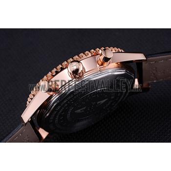 Breitling Navitimer 01 Black Dial Rose Gold Case Black Leather Bracelet  622503