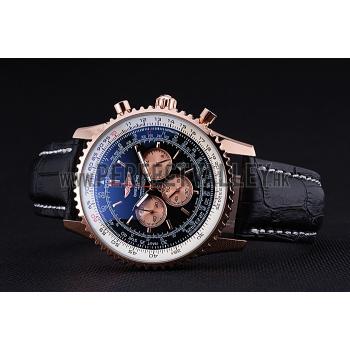 Breitling Navitimer 01 Black Dial Rose Gold Case Black Leather Bracelet  622503