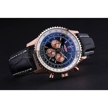 Breitling Navitimer 01 Black Dial Rose Gold Case Black Leather Bracelet  622503