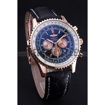 Breitling Navitimer 01 Black Dial Rose Gold Case Black Leather Bracelet  622503