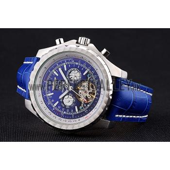 Breitling Bentley Mulliner Tourbillon Blue Dial Stainless Steel Case Blue Leather Strap  622726 Replica