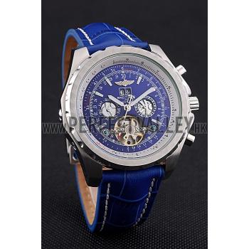 Breitling Bentley Mulliner Tourbillon Blue Dial Stainless Steel Case Blue Leather Strap  622726 Replica