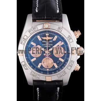 Swiss Breitling Chronomat Blue Dial with Black Leather Strap  621521