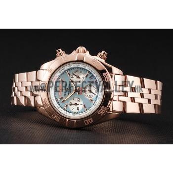 Breitling Chronomat Quartz Light Blue Dial Rose Gold Case And Bracelet Replica