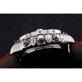 Breitling Chronomat 13 Stainless Steel Case White Dial Arabic Numerals Brown Leather Bracelet 622238