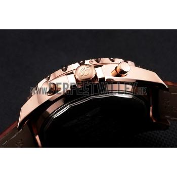 Cheap Breitling For Bentley Mulliner Tourbillon White Dial Rose Gold Case Brown Leather Strap