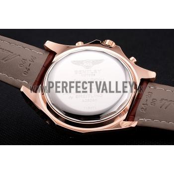 Cheap Breitling For Bentley Mulliner Tourbillon White Dial Rose Gold Case Brown Leather Strap