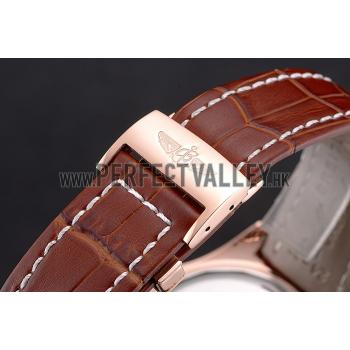 Cheap Breitling For Bentley Mulliner Tourbillon White Dial Rose Gold Case Brown Leather Strap