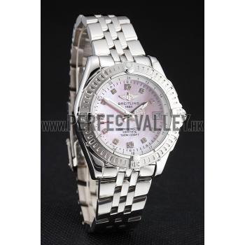 Breitling Colt Lady Pink Dial Diamond Hour Marks Stainless Steel Case And Bracelet